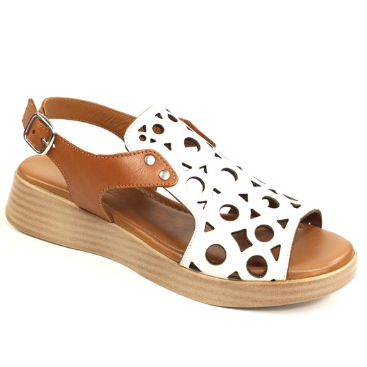 Anna Viotti Sandale dama piele naturala D22 S554 alb combinat ID5536-ALBCOMB