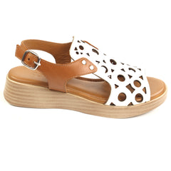 Anna Viotti Sandale dama piele naturala D22 S554 alb combinat ID5536-ALBCOMB