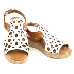 Anna Viotti Sandale dama piele naturala D22 S554 alb combinat ID5536-ALBCOMB