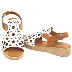 Anna Viotti Sandale dama piele naturala D22 S554 alb combinat ID5536-ALBCOMB