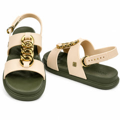 Zaxy Sandale dama GLAM SAND 19222 BS893 OFF WHITE/GREEN ID5545-OFGRN