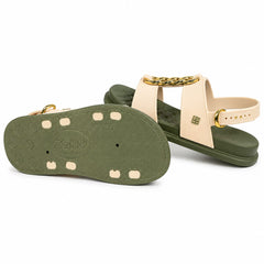 Zaxy Sandale dama GLAM SAND 19222 BS893 OFF WHITE/GREEN ID5545-OFGRN