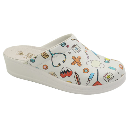 Sanital Light Saboti dama medicinali D4354 alb+multicolor ID5600-ALB.MCL