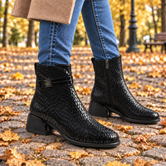 Fiore Fino Ghete dama piele naturala 2702003 negru sarpe ID5636-NGS