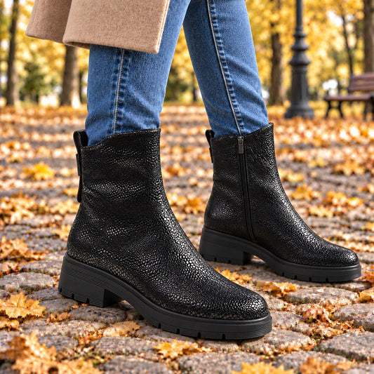 Fiore Fino Ghete dama piele naturala 2709012 negru sarpe ID5639-NGS