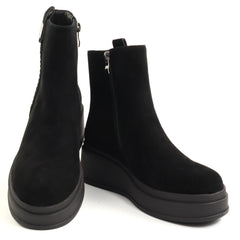 Fiore Fino Ghete dama piele naturala 2709021 negru velur ID5641-NGV