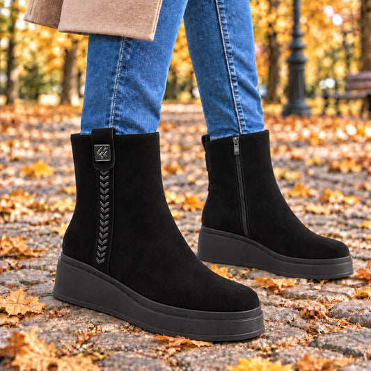 Fiore Fino Ghete dama piele naturala 2709021 negru velur ID5641-NGV