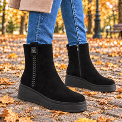 Fiore Fino Ghete dama piele naturala 2709021 negru velur ID5641-NGV