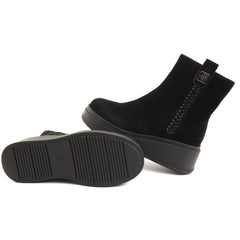 Fiore Fino Ghete dama piele naturala 2709021 negru velur ID5641-NGV
