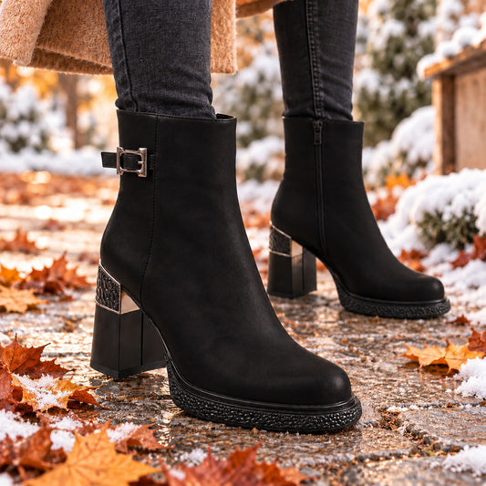 Anna Viotti Ghete dama piele naturala D122 ZPW351 N4783 2 negru nubuk ID5680-NGN