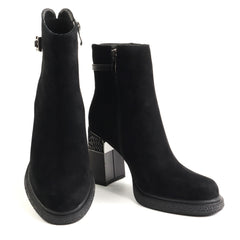 Anna Viotti Ghete dama piele naturala D122 ZPW351 N4783 2 negru nubuk ID5680-NGN