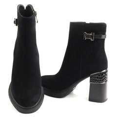 Anna Viotti Ghete dama piele naturala D122 ZPW351 N4783 2 negru nubuk ID5680-NGN