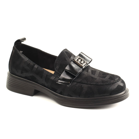 Pass Collection Pantofi dama piele naturala 1M590012A 07 I negru print ID5734-NGPR