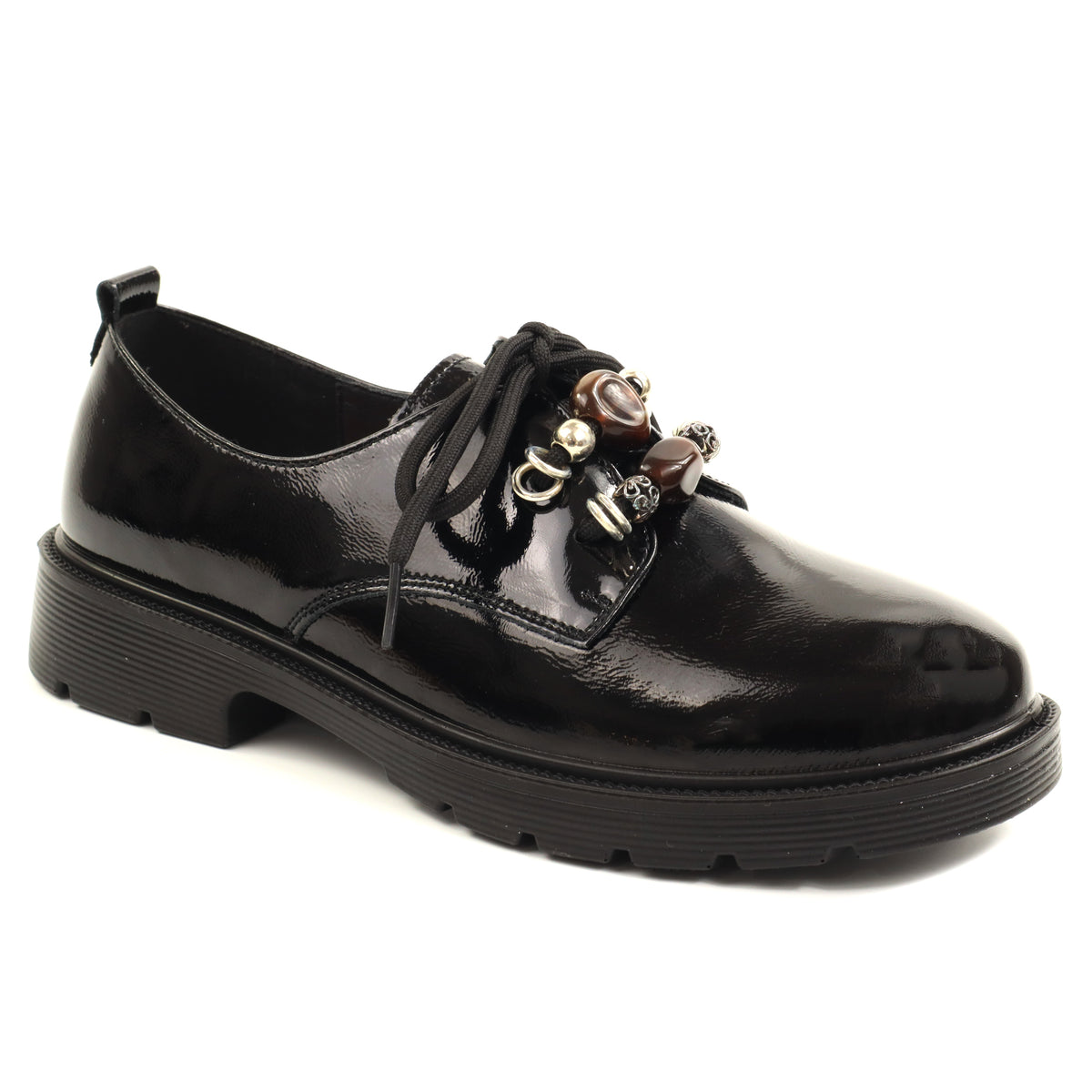 Pass Collection Pantofi dama piele naturala 1X490005A 01 L negru lac ID5742-NGL