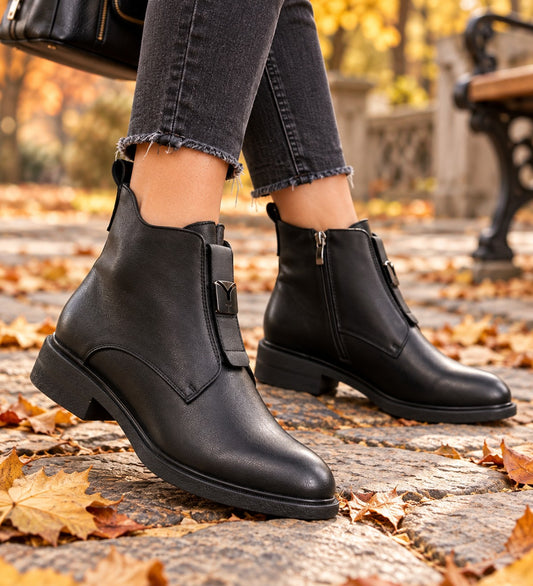 Anna Viotti Ghete dama piele naturala D111 B30058 negru ID5750-NG