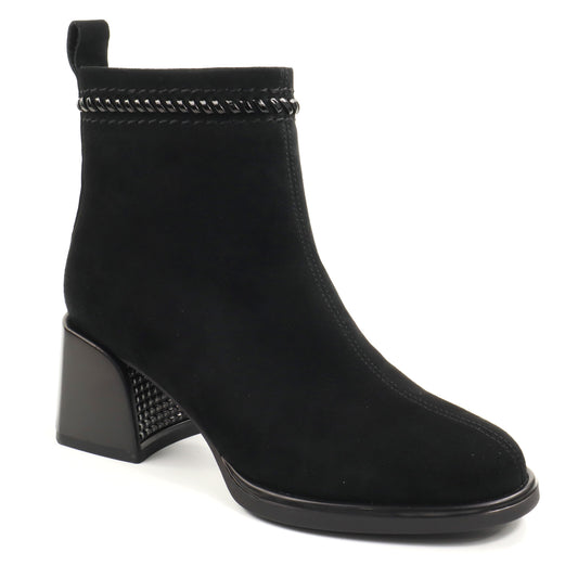 Anna Viotti Ghete dama piele naturala D106 M1593 Q1370 negru velur ID5751-NGV