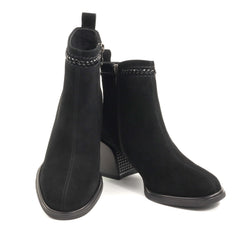 Anna Viotti Ghete dama piele naturala D106 M1593 Q1370 negru velur ID5751-NGV