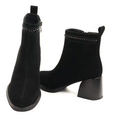 Anna Viotti Ghete dama piele naturala D106 M1593 Q1370 negru velur ID5751-NGV