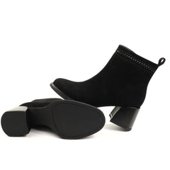 Anna Viotti Ghete dama piele naturala D106 M1593 Q1370 negru velur ID5751-NGV
