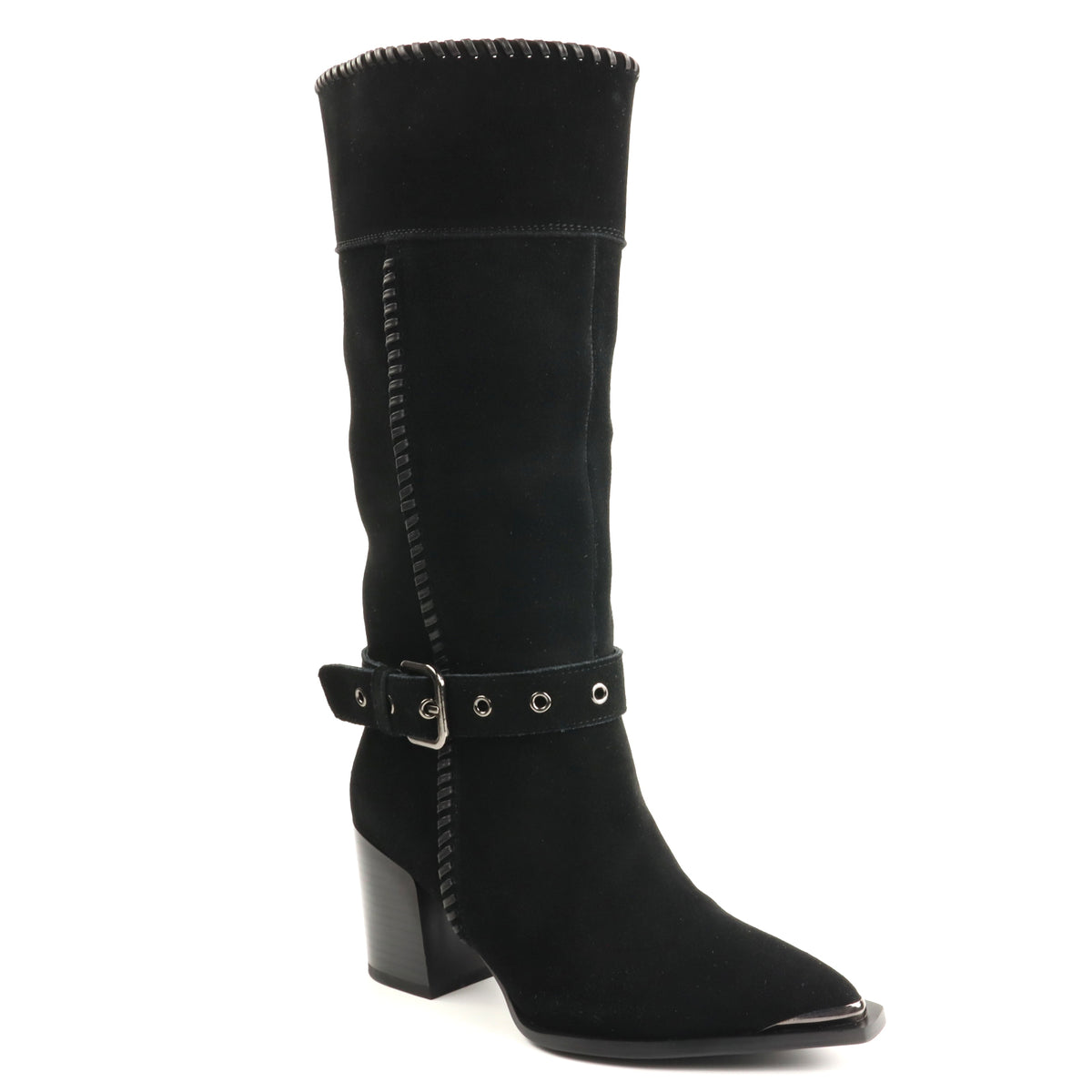 Anna Viotti Cizme dama piele naturala D106 K0B417 RZ5860P negru velur ID5753-NGV