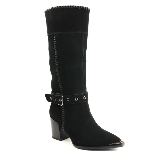 Anna Viotti Cizme dama piele naturala D106 K0B417 RZ5860P negru velur ID5753-NGV