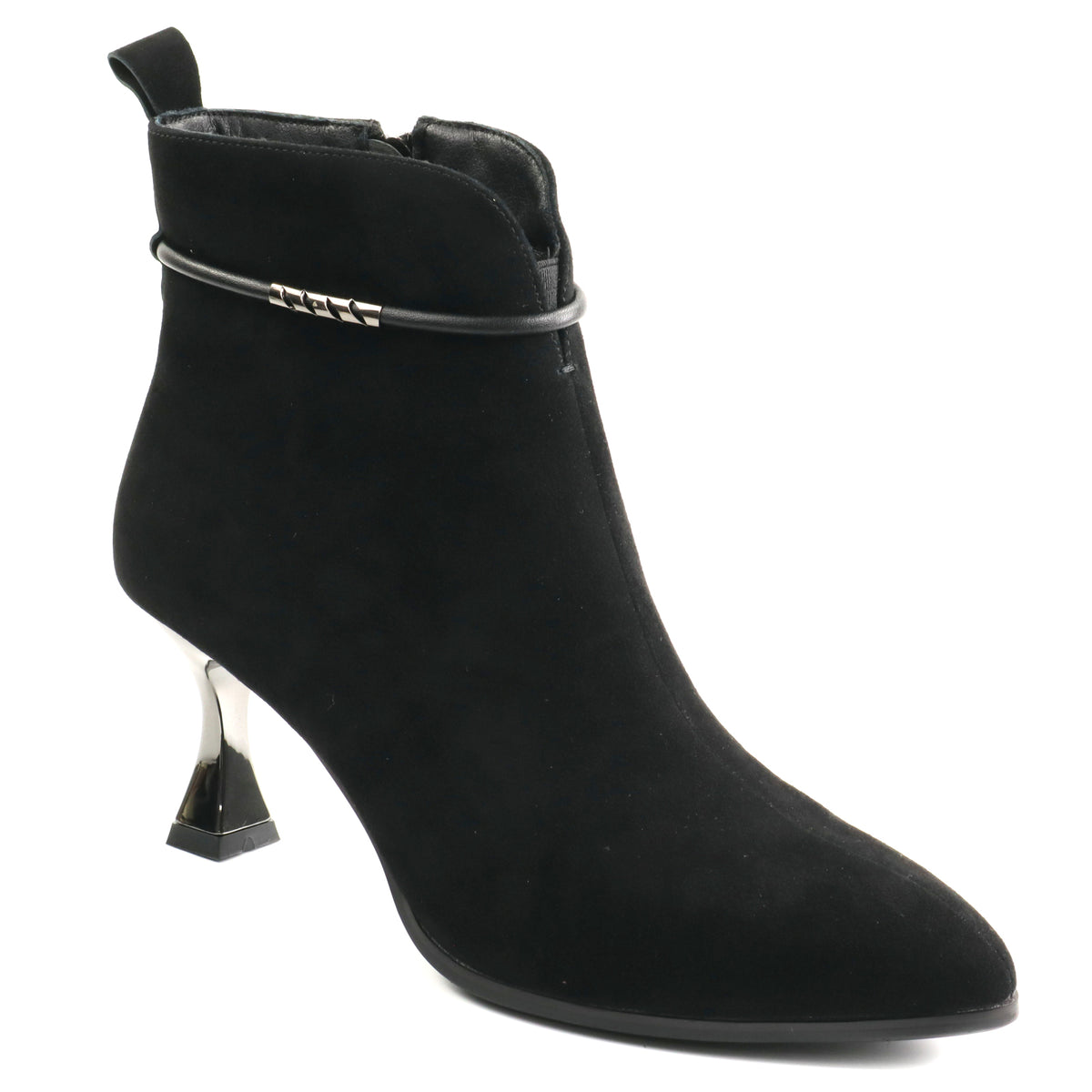 Anna Viotti Ghete dama piele naturala D106 8H256 RH1808 negru velur ID5755-NGV