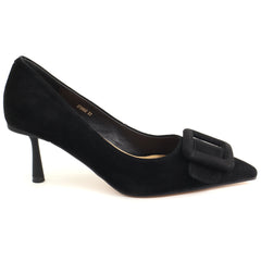 Fiore Fino Pantofi dama piele naturala 272602 negru velur ID5758-NGV
