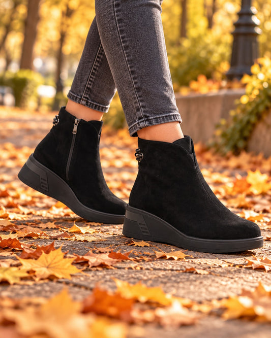 Fiore Fino Ghete dama piele naturala 2712035 negru velur ID5760-NGV
