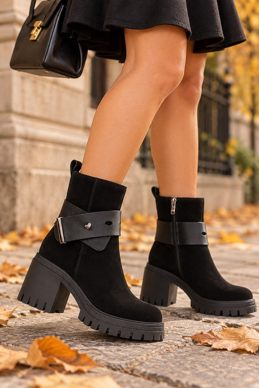 Feeling Ghete dama piele naturala ZPH170 Q2831 4 negru velur ID5761-NGV