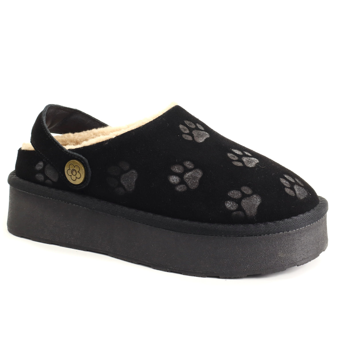 Pass Collection Saboti dama piele naturala, imblaniti P1Z870004A 01 I negru velur ID5803-NGV