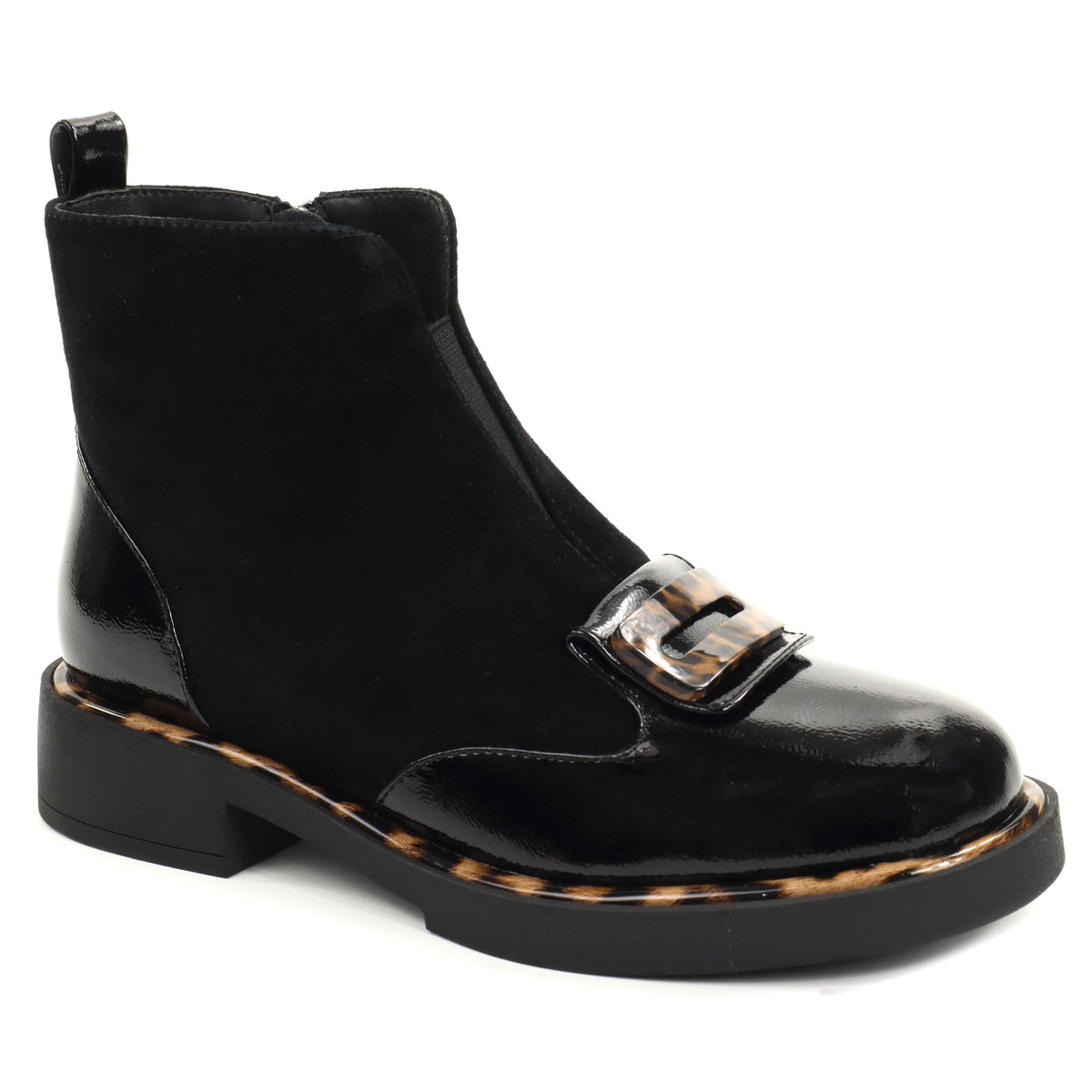 Epica Ghete dama piele naturala 3A206 M121B G575A O7 I negru print ID5828-NGPR
