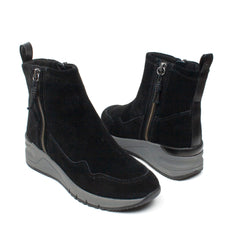 Tamaris ghete dama fermoar exterior negru velur ID2187-NGV